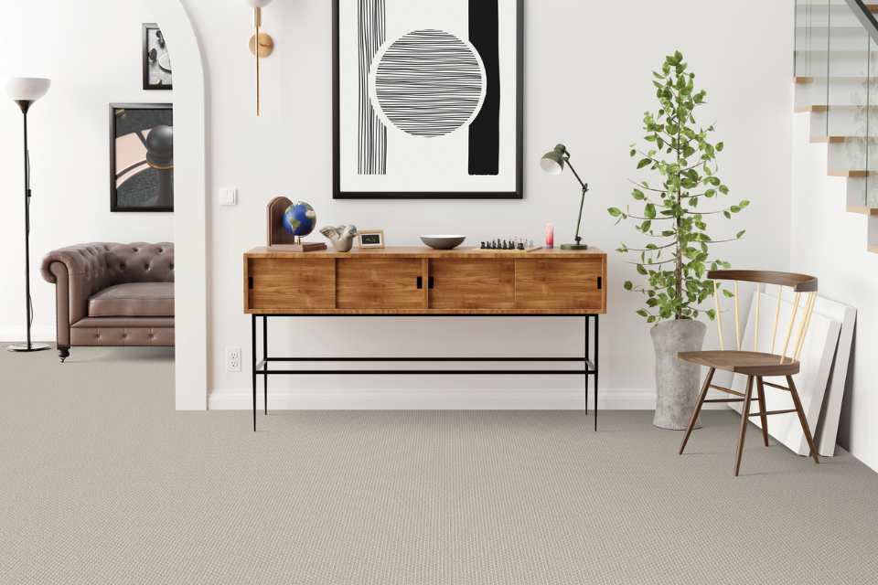gray loop pile carpet in modern natural entryway 